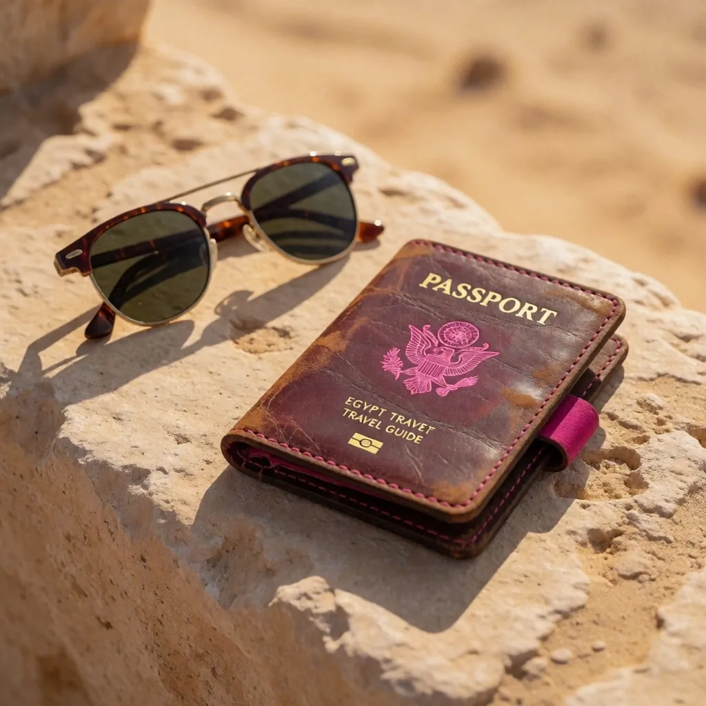 Travel documents resting on a warm stone surface