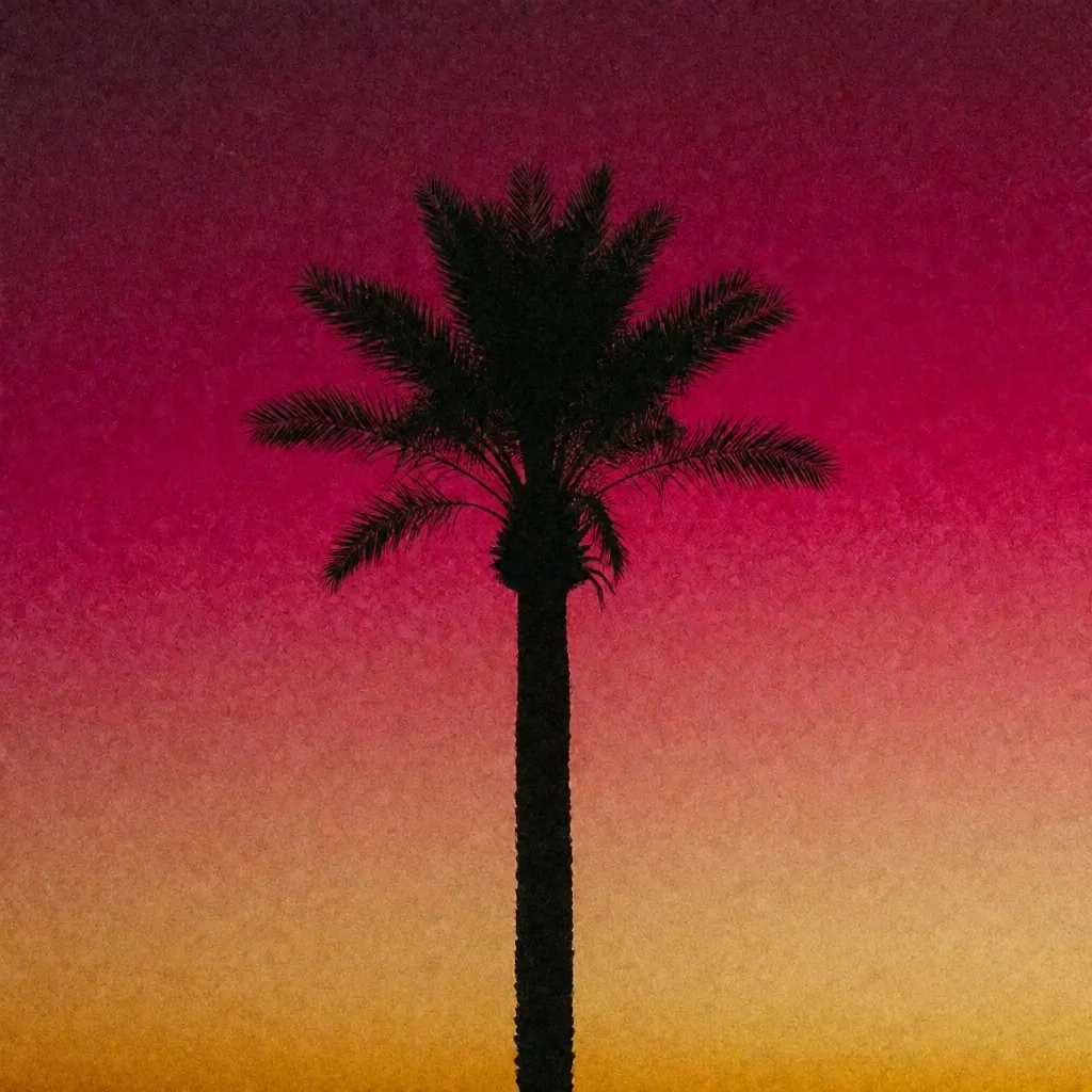 Palm tree silhouette at dusk over the Nile